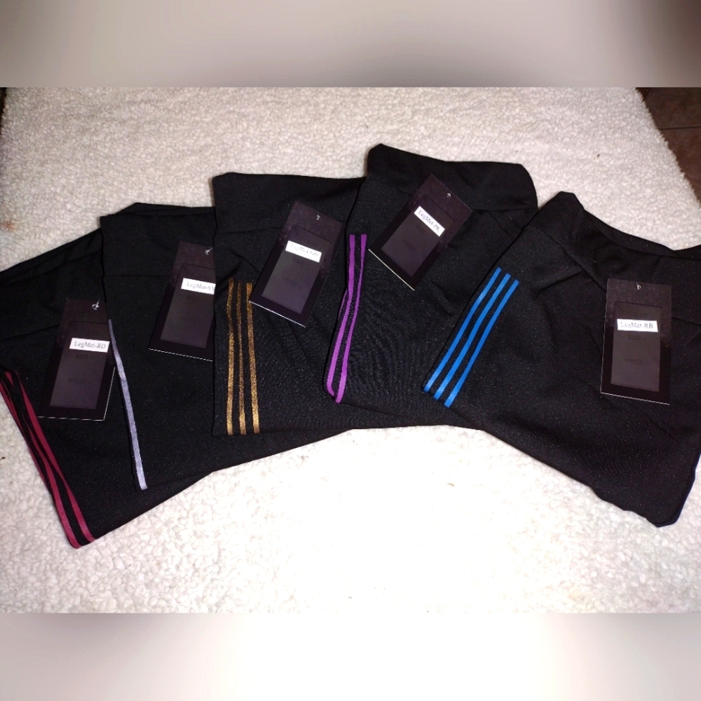 5 pairs of leggings FIT S-XL different colored stripes NWT